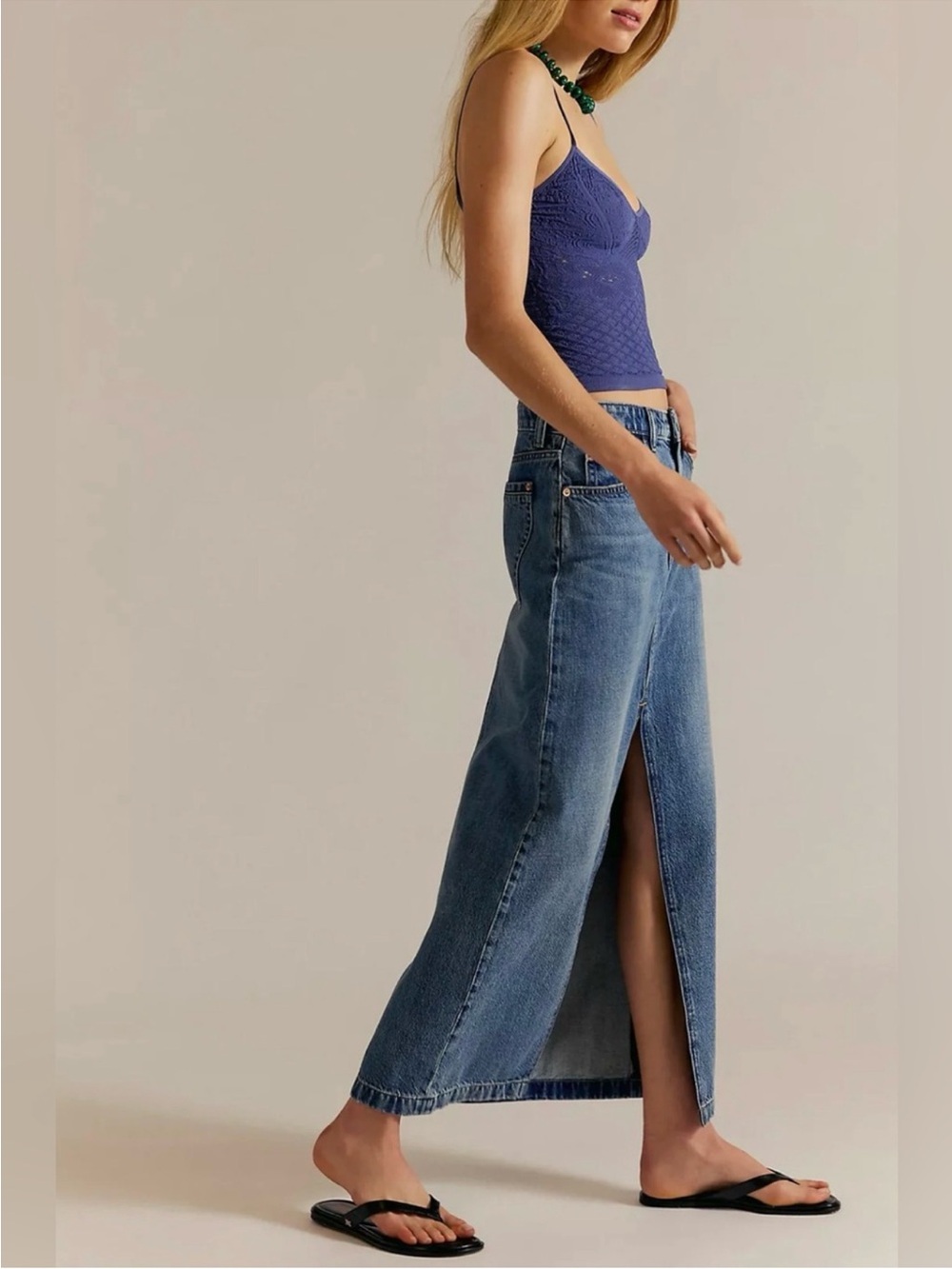 We the Free Nothing Better Denim Maxi Skirt - Little Things